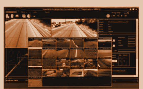 Tela do software de cadastro de defeitos com imagens da pista